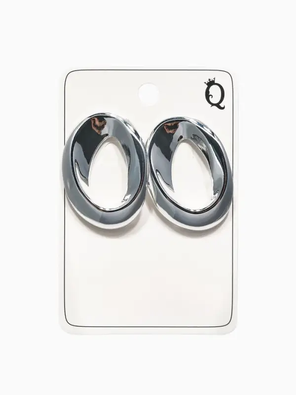 Серьги пластик &laquo;Овал&raquo;, цвет серебро