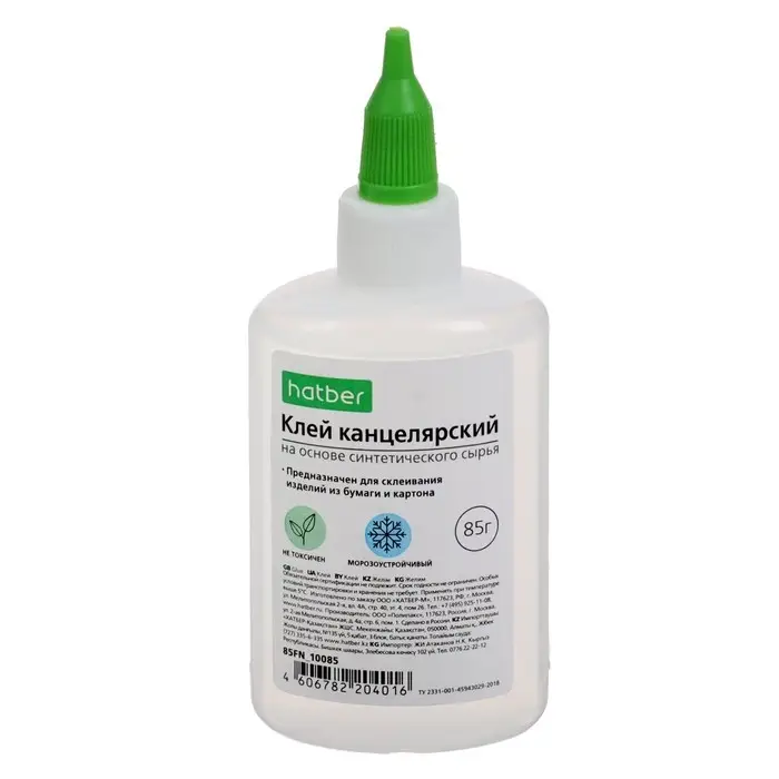 Клей канцелярский 85 грамм Hatber, синтетическая основа, с дозатором