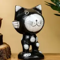 Сувенир "Кот рыбак" дерево 10х10х16 см, цв. чёрно-белый