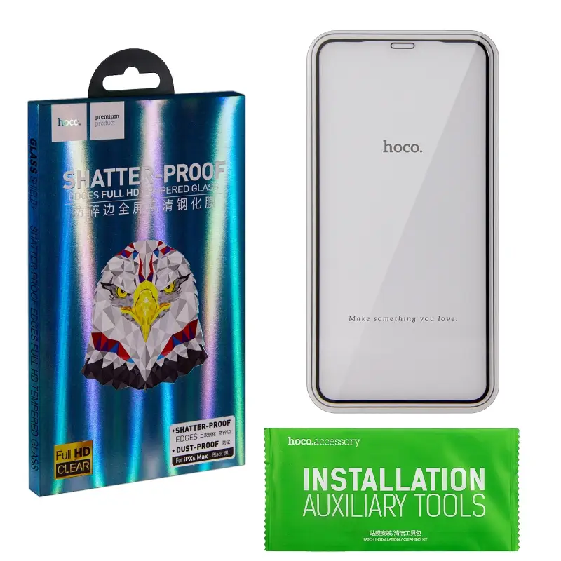 Защитное стекло Iph XS Max Full Screen Nano HOCO черное