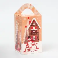 Подарочная коробка Новогодняя Четырехгранка большая &laquo;Елочки&raquo; 10&times;10&times;18 см