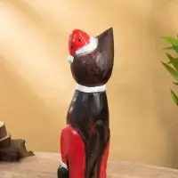 Сувенир интерьерный "Кот новогодний" 14х10х40 см, дерево