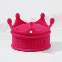 Футляр бархатный под кулон/кольцо &laquo;Корона&raquo;, 5,5&times;5,5&times;4,5, цвет розовый, вставка белая