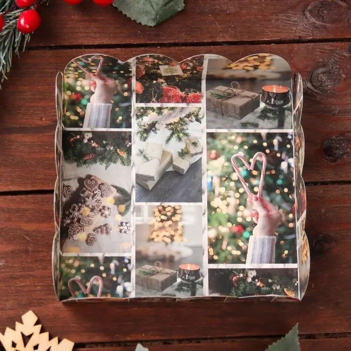 Коробка для печенья, кондитерская новогодняя упаковка, &laquo;Прекрасный вечер&raquo;, 12&times;12&times;3 см