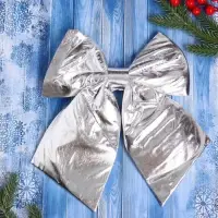 Ёлочная игрушка &laquo;Зимнее волшебство. Бант лоск&raquo; пластик, 24х26 см, серебро