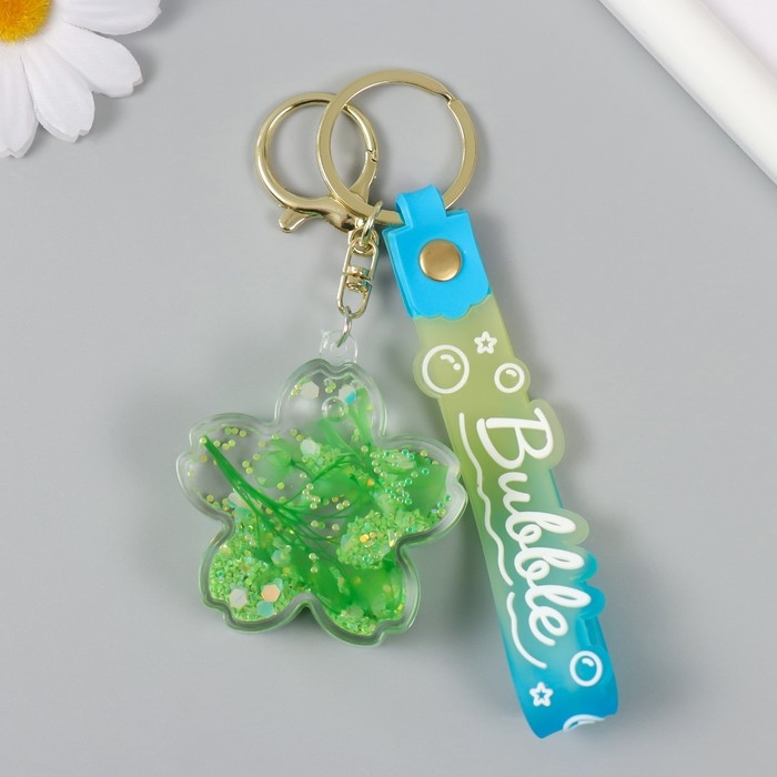 Брелок пластик с карабином, ремешком "Цветочек с ракушками" водный с декором 1,8х5,3х5,6 см   104732