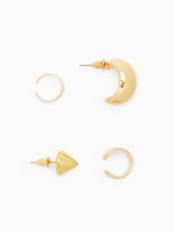 Набор серьги и каффы 4 шт. &laquo;Фигуры&raquo; объёмные, цвет золото