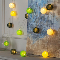 Гирлянда &laquo;Нить&raquo; 5 м с насадками &laquo;Клубки бело-зелёные&raquo;, IP20, прозрачная нить, 20 LED, свечение тёплое белое, 220 В