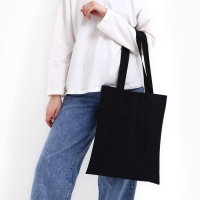 Шопер однотонный, 35х0.5х40 см, оксфорд 600D, 200 гр, без подклада, чёрный