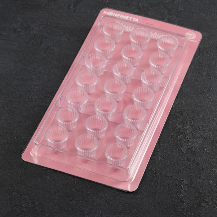 Форма для конфет и шоколада KONFINETTA &laquo;Конфетти&raquo;, 27,5&times;13,5 см, 21 ячейка, цвет прозрачный