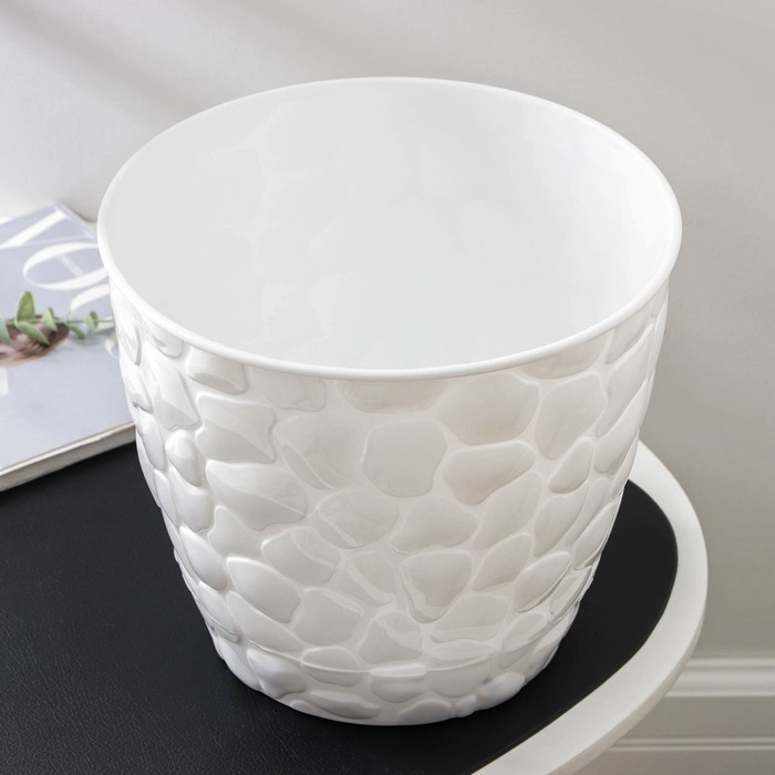 Горшок с поддоном &laquo;Камни&raquo;, 8 л, цвет белый