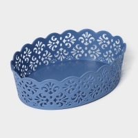 Корзина для хранения Доляна &laquo;Кружевной узор&raquo;, пластик, 21,5&times;15,5&times;6 см, цвет МИКС