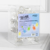 Гирлянда &laquo;Нить&raquo; 3 м с насадками &laquo;Лампочки звёздочки&raquo;, IP20, прозрачная нить, 80 LED, свечение мульти, 8 режимов, 220 В