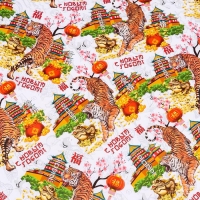 Новый год. Бумага упаковочная новогодняя глянцевая "Китайский новый год", 70 х 100 см.