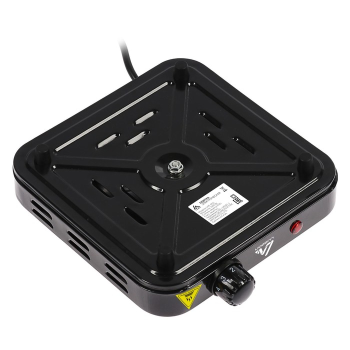 Плитка электрическая Luazon LHP-002, 1 конфорка, 1000 Вт, нагреватель диск, чёрная