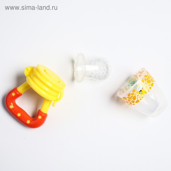 Ниблер &laquo;Жирафик&raquo;, с силиконовой сеточкой, цвет жёлтый/красный