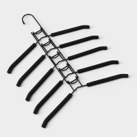 Плечики - вешалки для одежды Доляна, 38&times;40 см, многоуровневая, съёмные вешалки, антискользящее покрытие, цвет чёрный