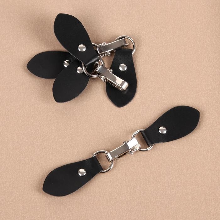 Застёжка-клевант 15,5 &times; 3 см, 3 шт, цвет чёрный/серебряный