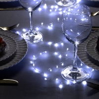 Гирлянда &laquo;Мишура&raquo; 2 м роса, IP20, серебристая нить, 100 LED, свечение белое, USB