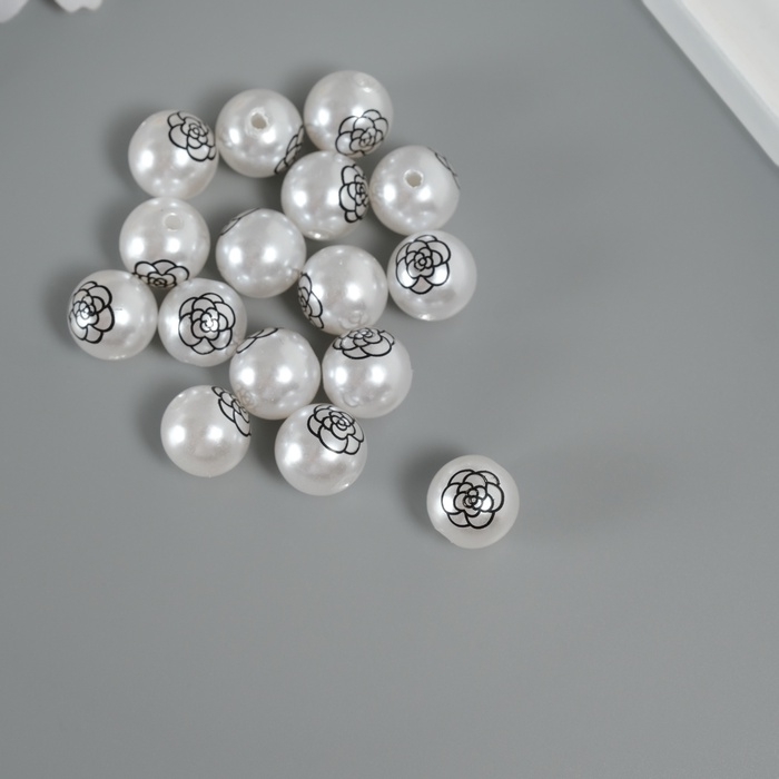 Бусина для творчества пластик "Жемчужный шарик - роза d=1,2 см набор 16 шт
