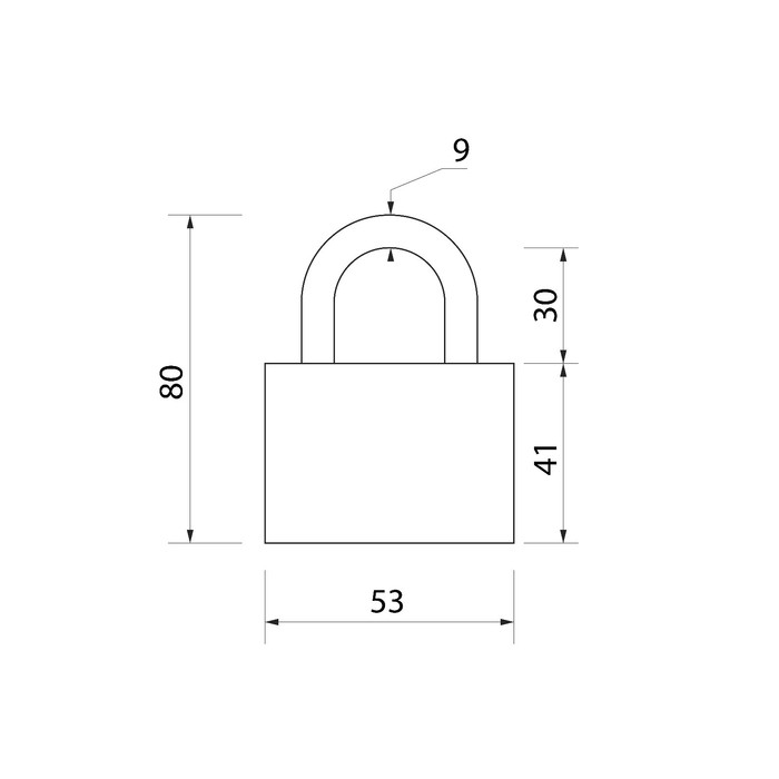 Замок навесной, 52х80 мм, 3 ключа