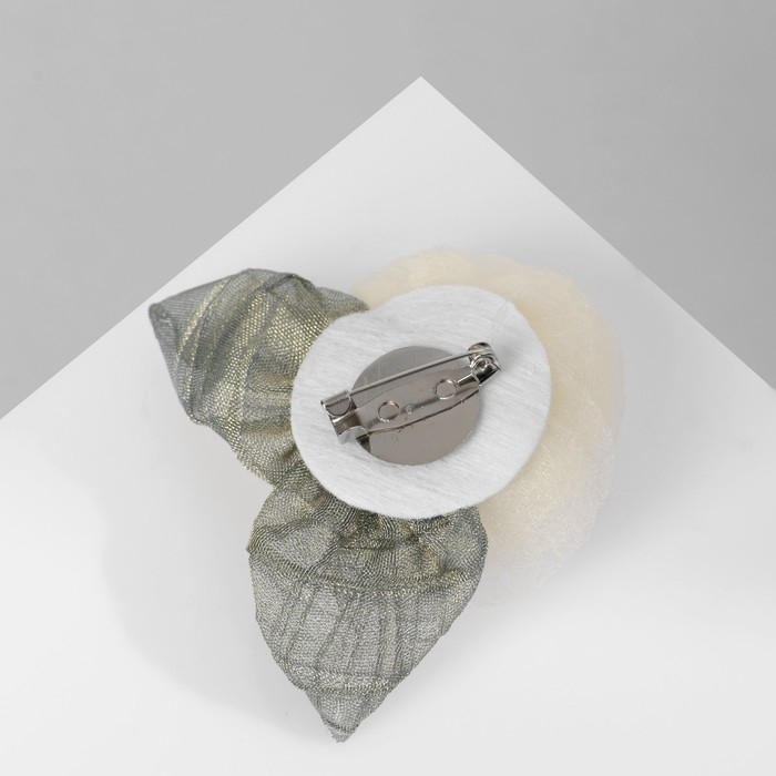 Брошь &laquo;Цветок&raquo; роза, цвет молочный