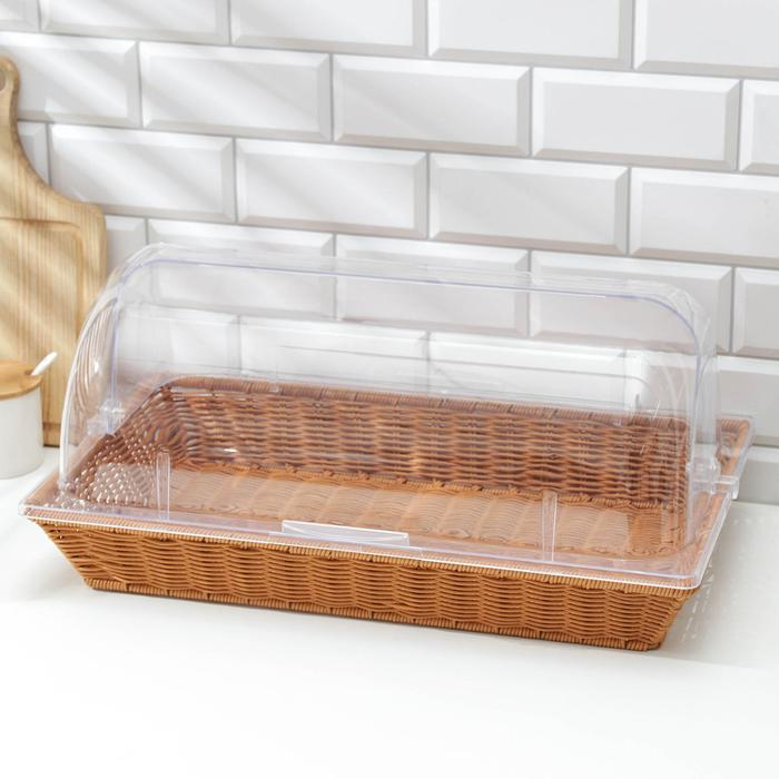 Хлебница Доляна &laquo;Крем&raquo;, плетёное основание, 53&times;32 см