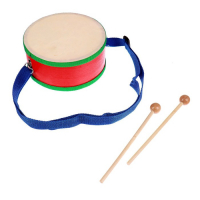 Игрушечный барабан, с палочками, на ленте, бумажная мембрана, размер: 15 &times; 15 &times; 7 см
