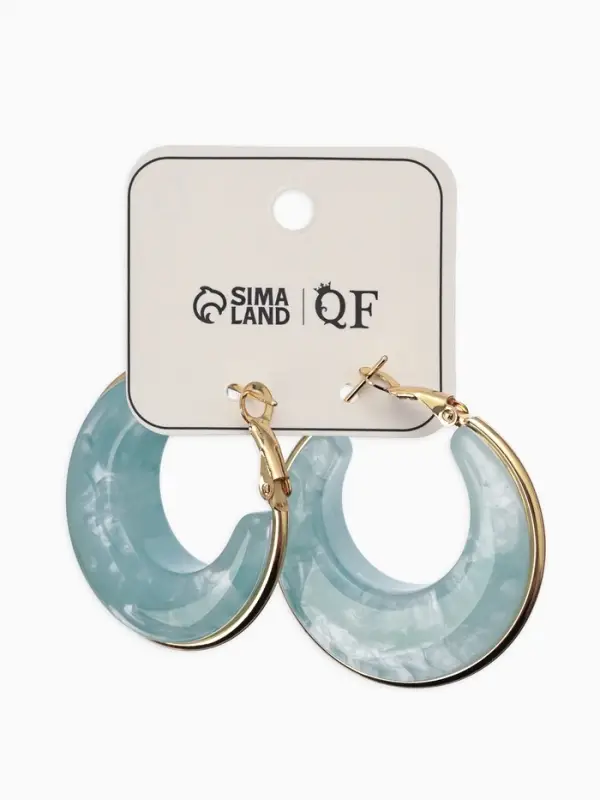 Серьги-кольца акрил "Тренд", цвет голубой в золоте