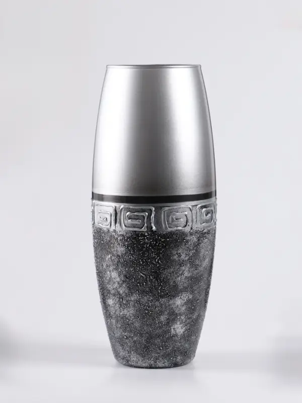 Ваза &laquo;Абстракция&raquo;, полоса, овал, h=26 см, стекло, серо-чёрная