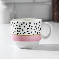 Набор кружек из керамики &laquo;Горошек&raquo;, 4 шт, 150 мл, на металлической подставке, цвет белый