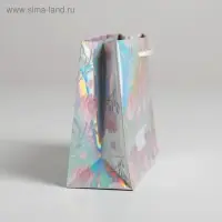 Пакет подарочный голографический, упаковка, &laquo;Happy&raquo;, 15 х 12 х 5.5 см