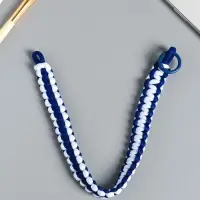 Брелок на карабине "Паракорд" шнур 0,5 см сине-белый 14,5х1,8х0,8 см