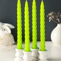 Набор свечей витых, 2,3х 24,5 см, 5 ч, 50 г, 4 штуки, зелёный