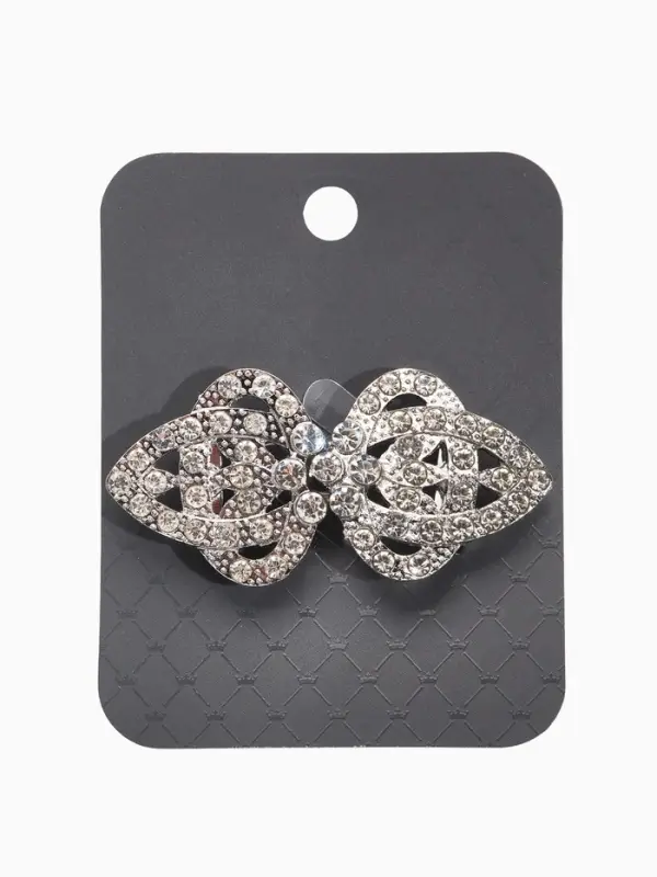 Зажим для кардигана "Ажур", шип, цвет белый в серебре