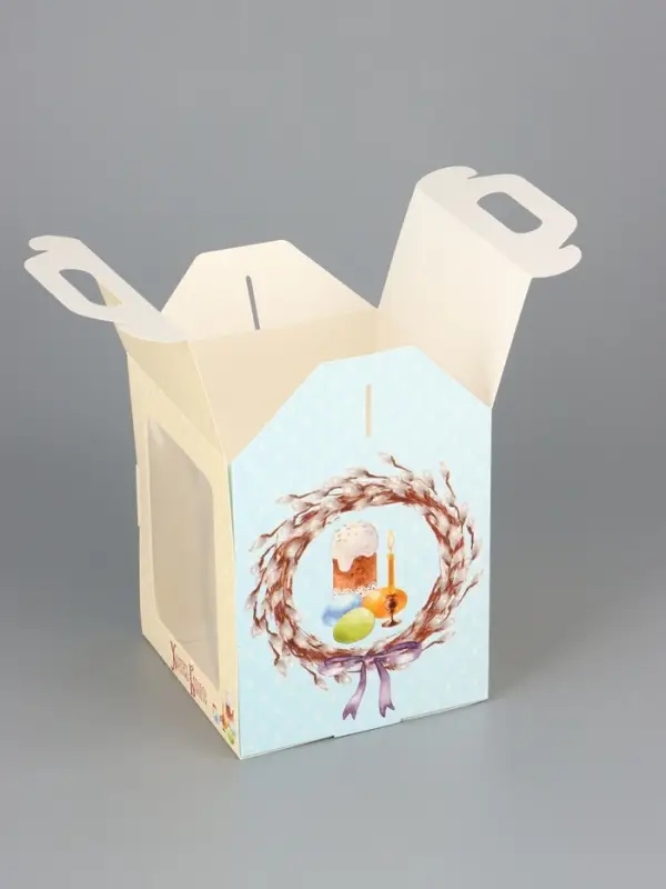 Коробка подарочная пасхальная с окном, с фронтальной загрузкой &laquo;Верба&raquo; 15&times;15&times;18 см