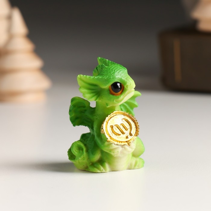 Сувенир полистоун "Лесной дракончик с золотом" МИКС 2,5х2,5х4 см