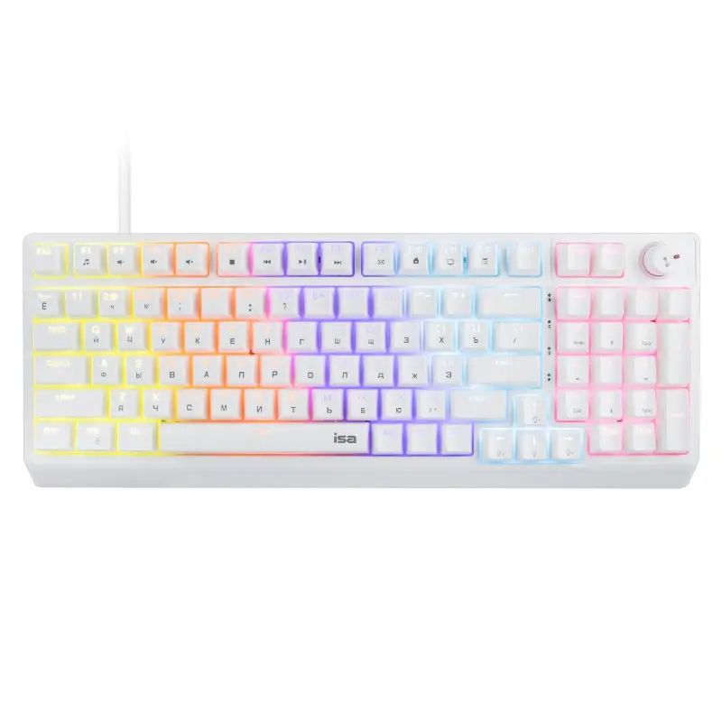 Механическая игровая клавиатура с RGB подсветкой ISA KB-08 белая (20шт/кор)