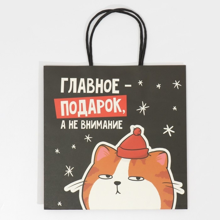 Пакет подарочный новогодний &laquo;Счастье&raquo;, 22 х 22 х 11 см