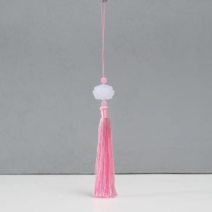Подвеска текстиль, пластик "Кисть. Лотос" розовая 1,2х2,7х14,5 см