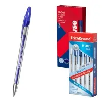 Ручка гелевая ErichKrause R-301 Classic Gel Stick, узел 0.5 мм, чернила синие, длина линии письма 600 метров