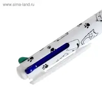 Ручка шариковая многоцветная, автоматическая 4 цвета, цвет корпуса МИКС с рисунком, штрихкод на штуке