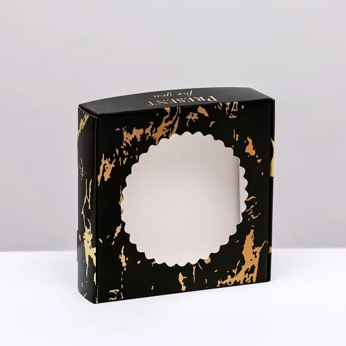 Коробка сборная с окном, &laquo;Презент&raquo;, 11.5&times;11.5&times;3 см