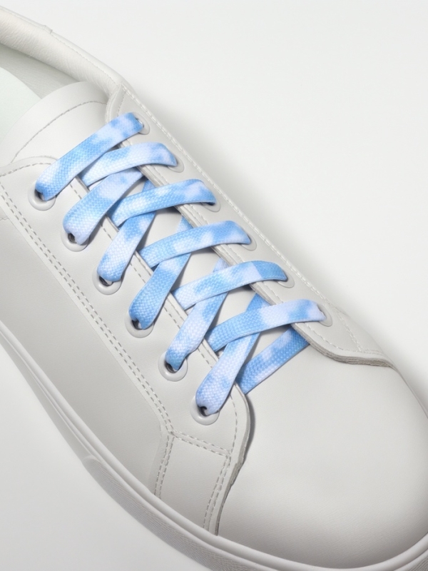 Шнурки для обуви, пара, плоские, 8 мм, 120 см, цвет белый/голубой