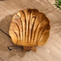 Тарелка "Морская раковина" дерево Джати, 25х25х5 см, цв. коричневый