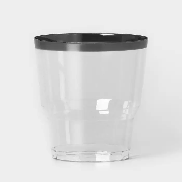 Стакан пластиковый одноразовый &laquo;Кристалл&raquo;, 200 мл, с металлизированными каемками, цвет прозрачный