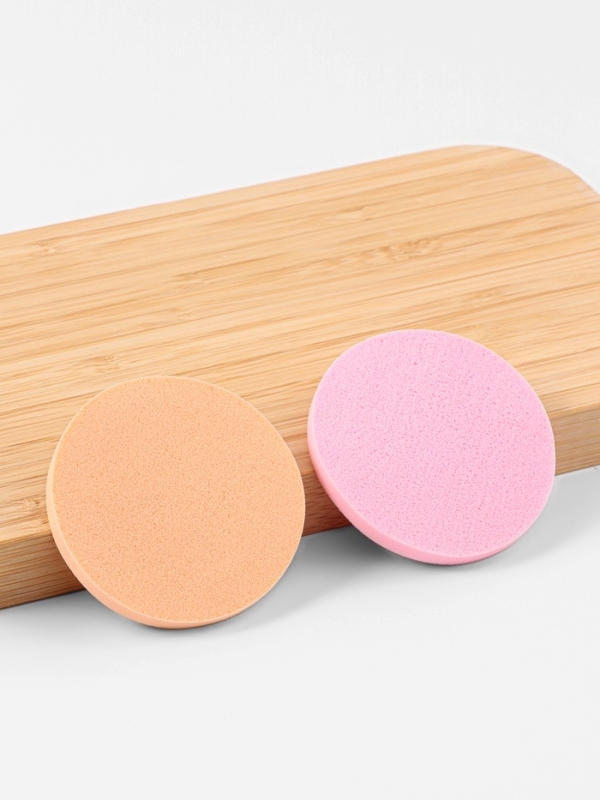 Набор д/макияжа 4шт: 2 пуховки, 2 спонжа латекс/полиэстер роз/беж пакет QF