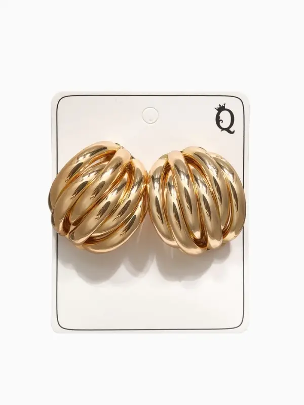 Серьги металл "Кольца" 6 рядов, тренд, цвет золото