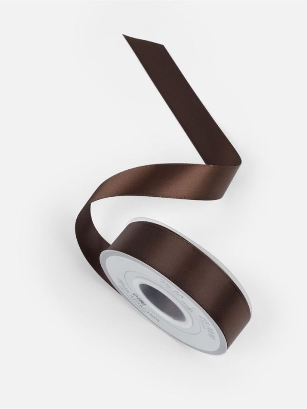 Лента атласная двухсторонняя №0850 25мм*25&plusmn;1м орехово-коричневый TR