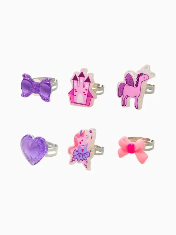 Кольца детские набор 6 шт. &laquo;Выбражулька&raquo; замок, пегас, форма МИКС, б-р, цвет фиолт-розовый   1093718